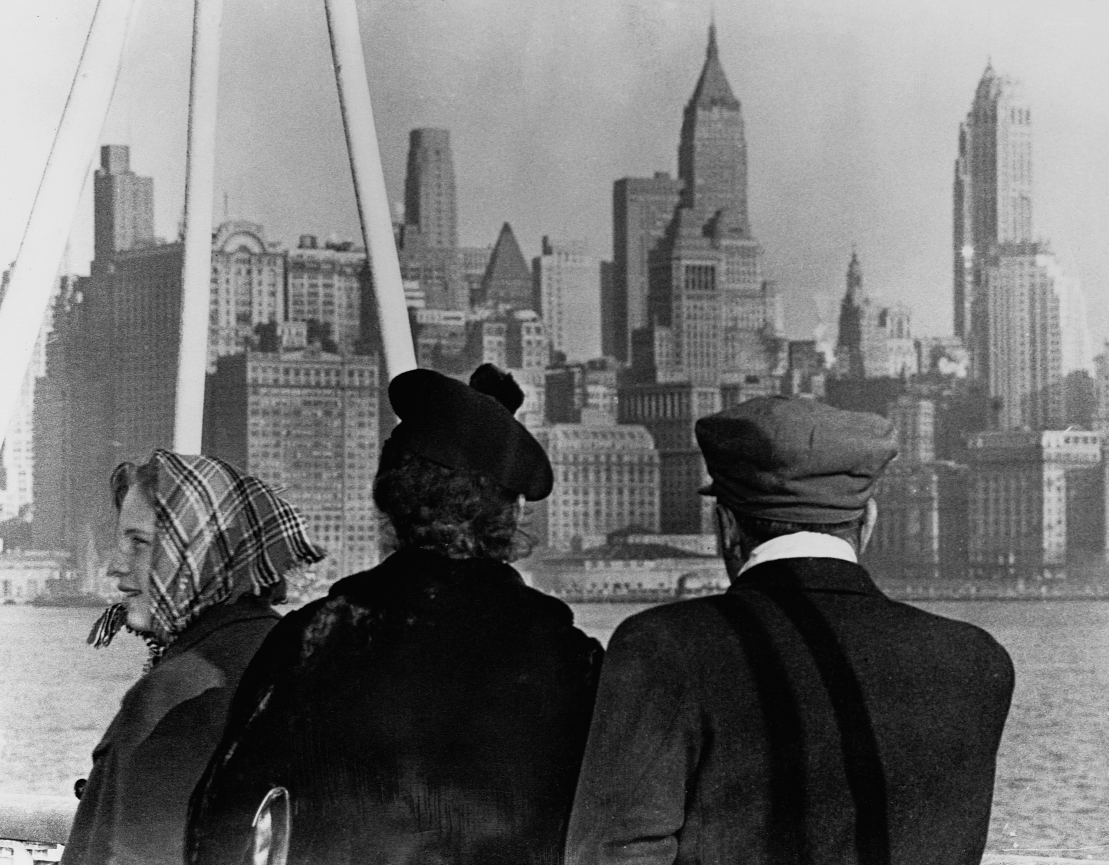 People viewing city skyline
