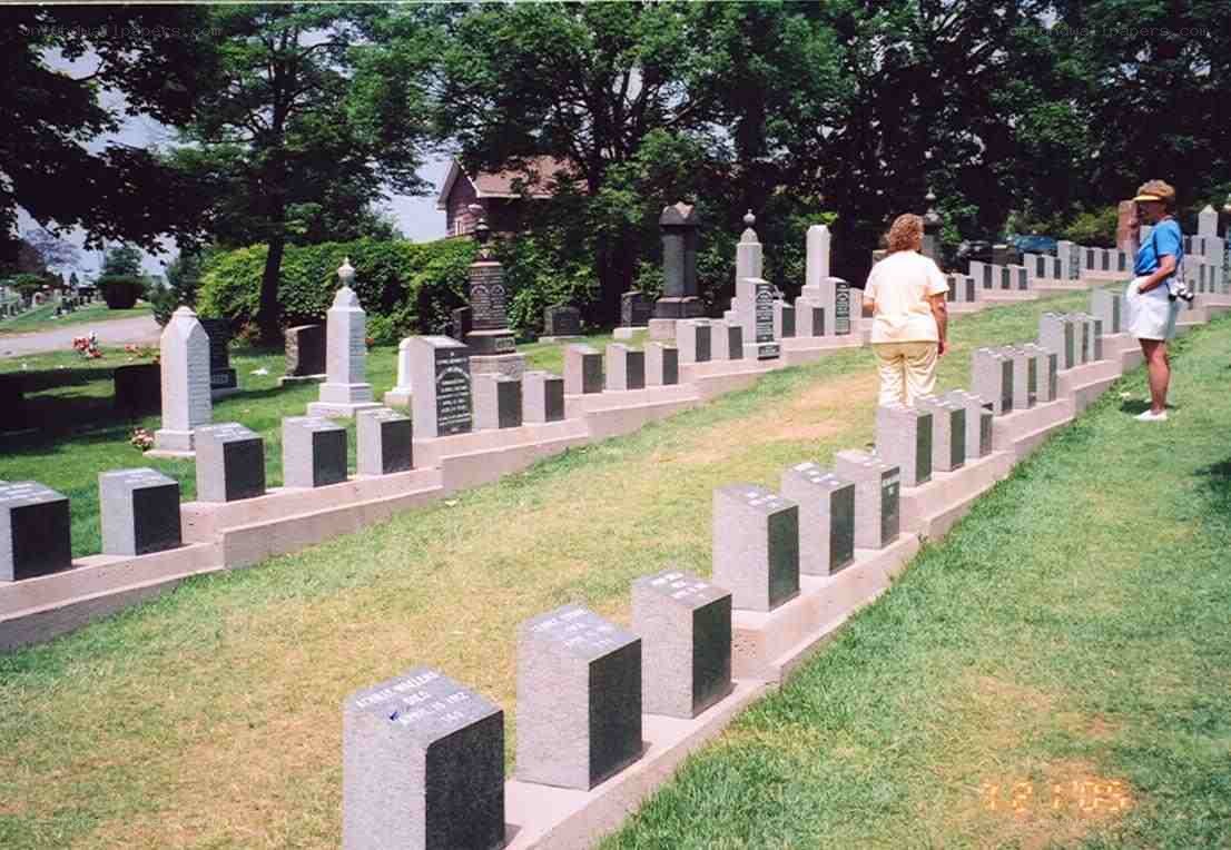 People visiting a cemetery