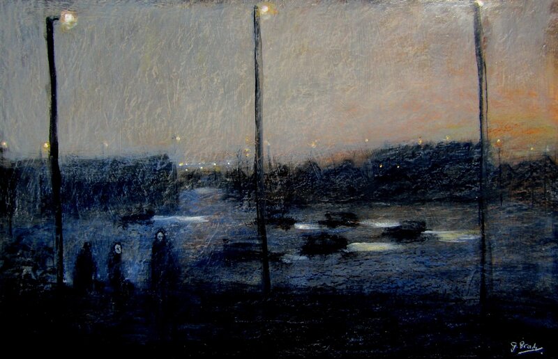 People Walking at Night — Blue, Somber