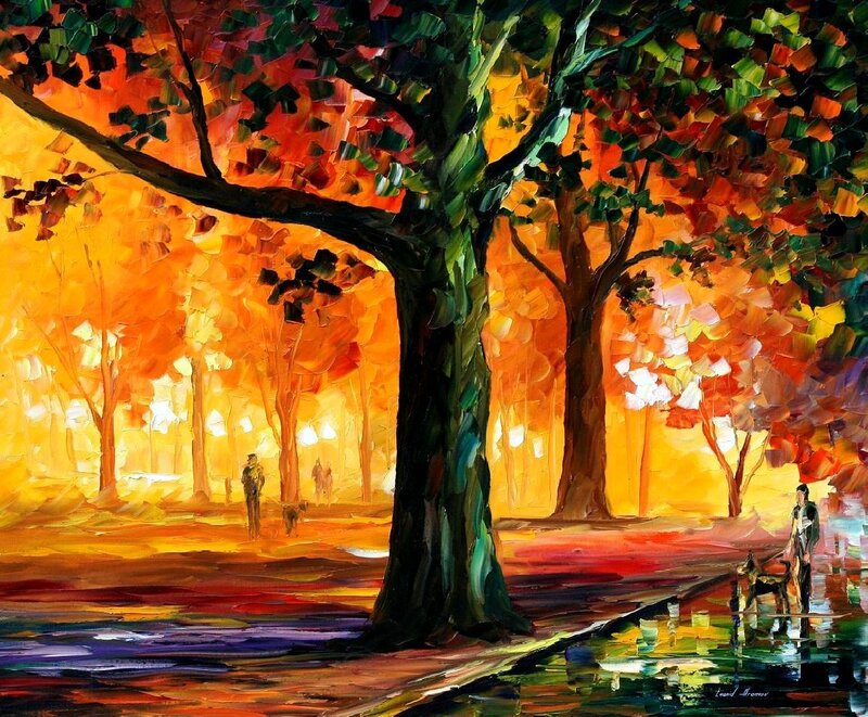 People Walking Dogs in Park — Orange