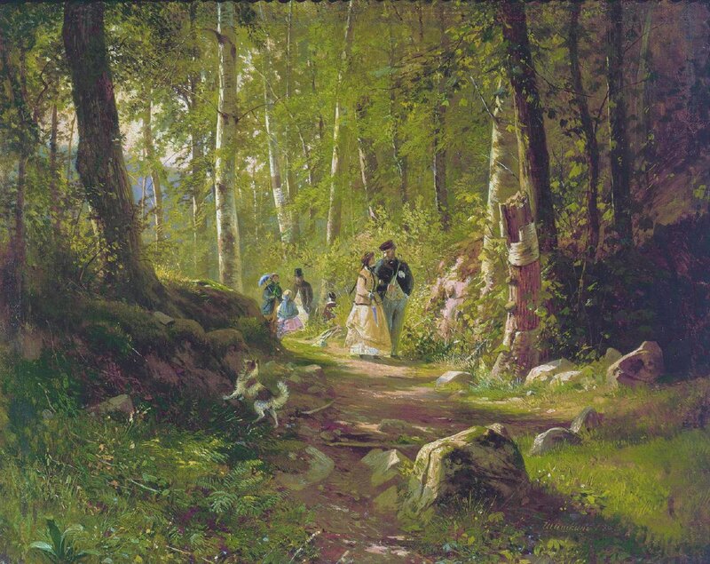 People walking in a forest