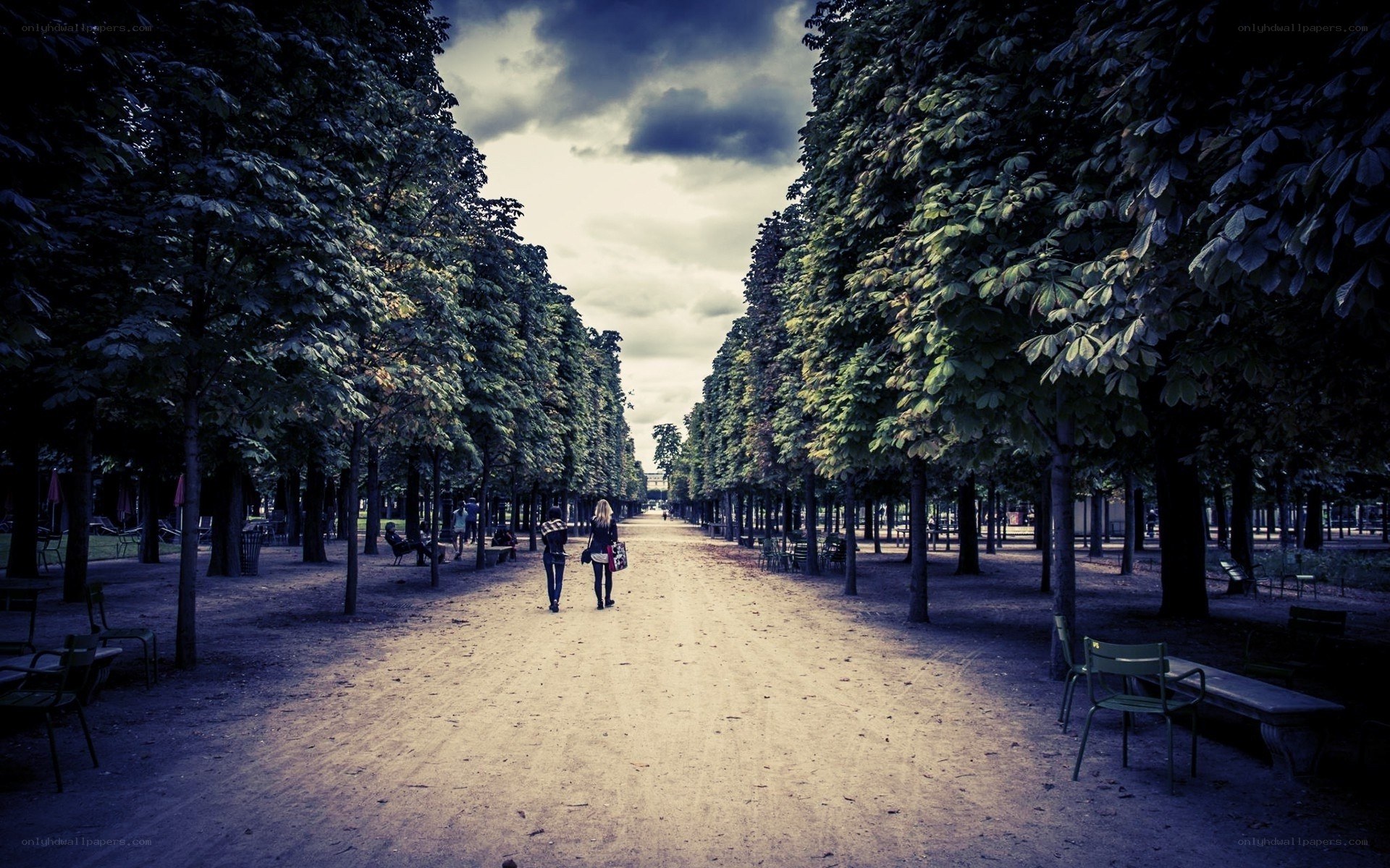 People walking in a park