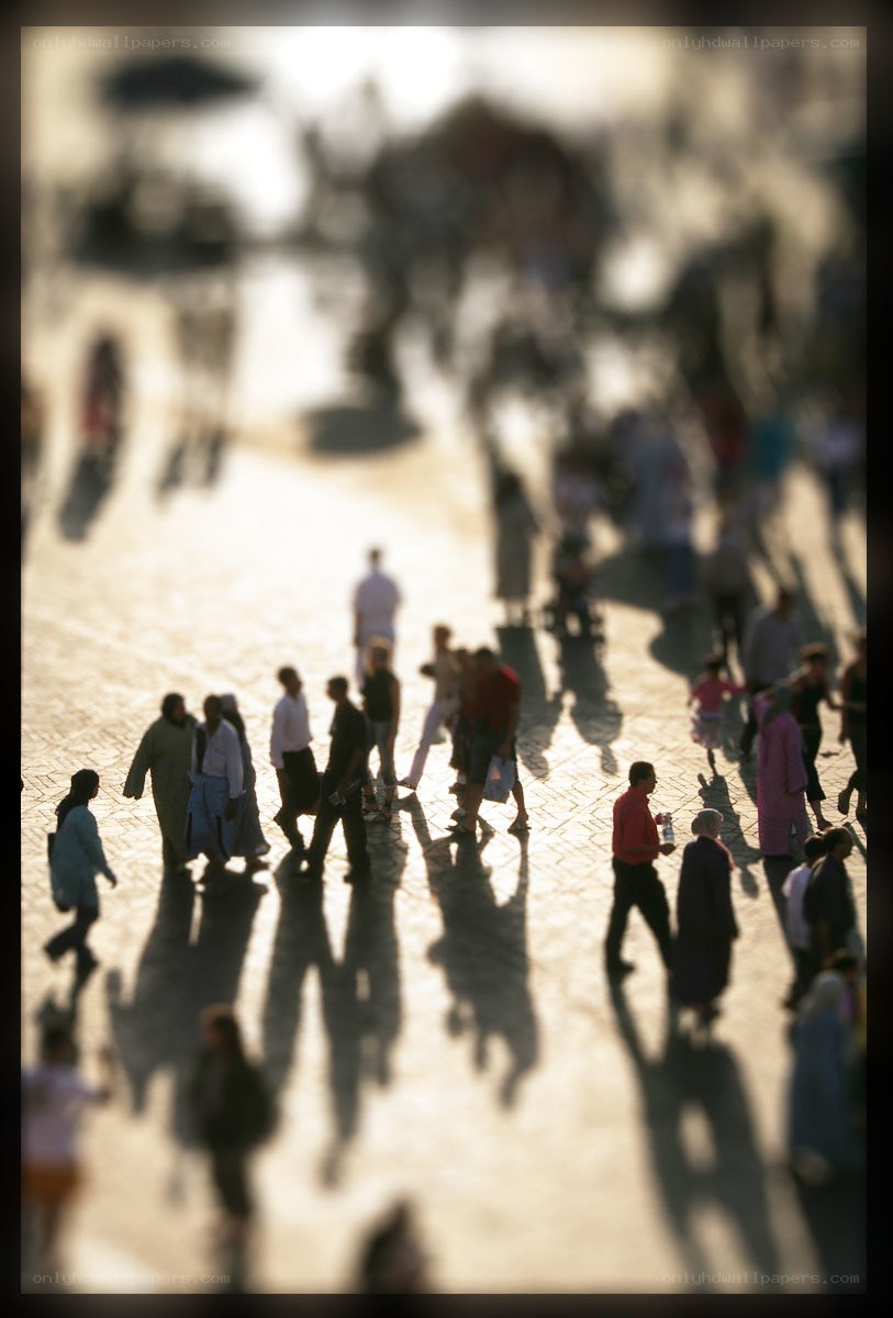 People walking in a public square