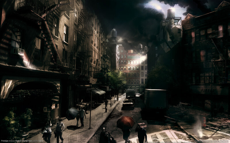People Walking in Alley — Black, Dramatic, Night, Digital Art, Buildings