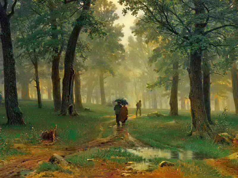 People Walking in Forest — Green