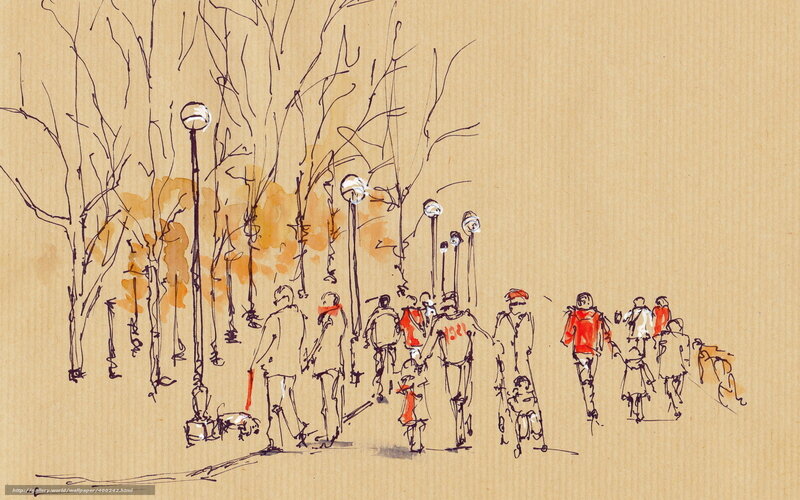 People Walking in Park — Brown, Calm
