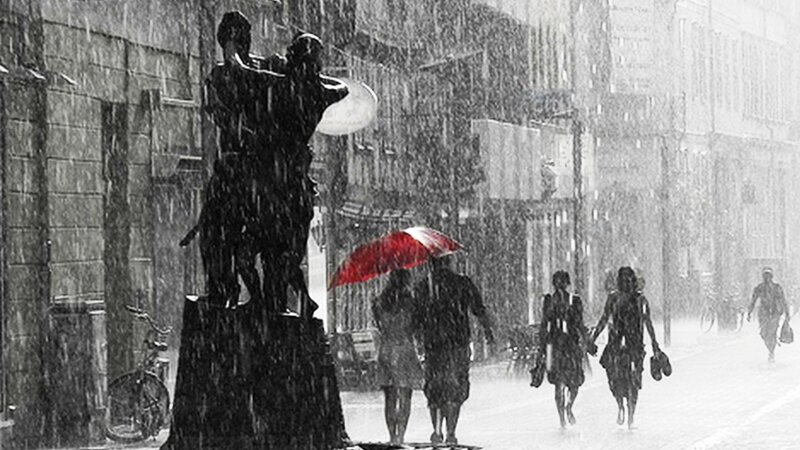 People Walking in Rain — Black