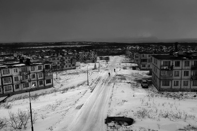 People Walking in Snow — Black, Desolate