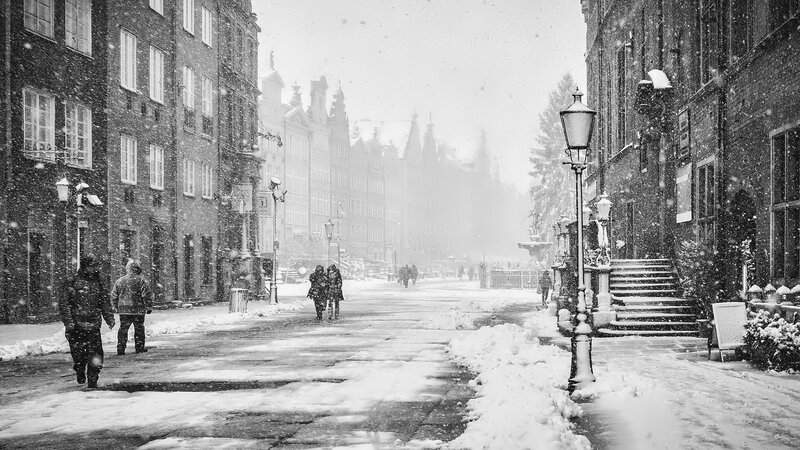 People Walking in Snow — Black