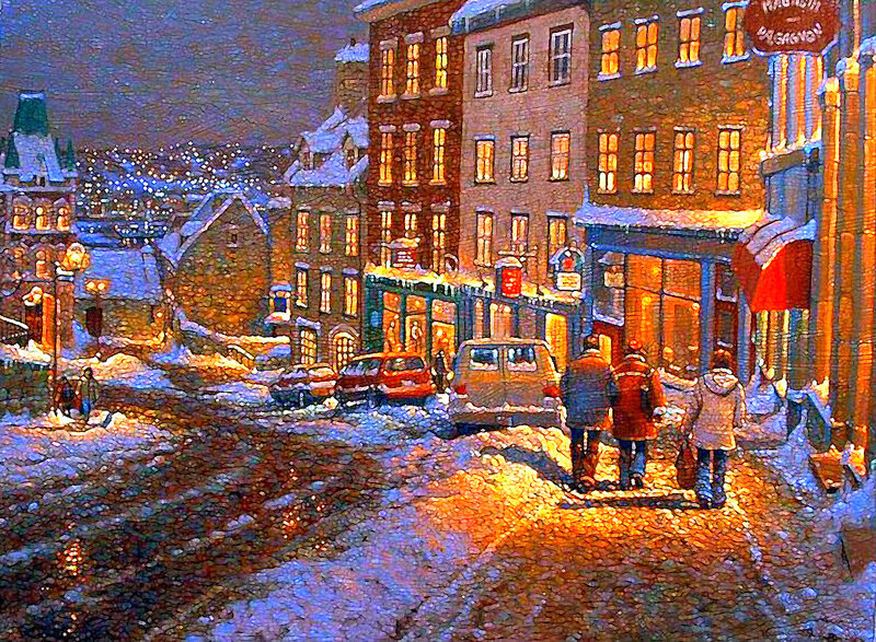People Walking in Snow — Orange