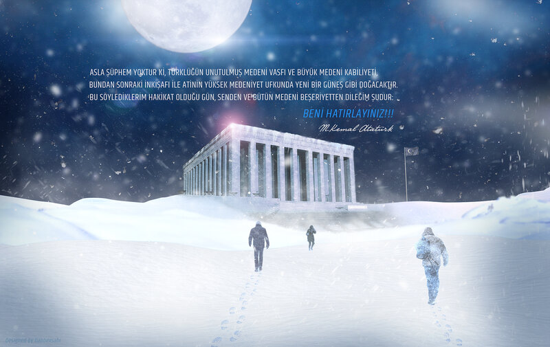 People Walking in Snow — White, Dramatic