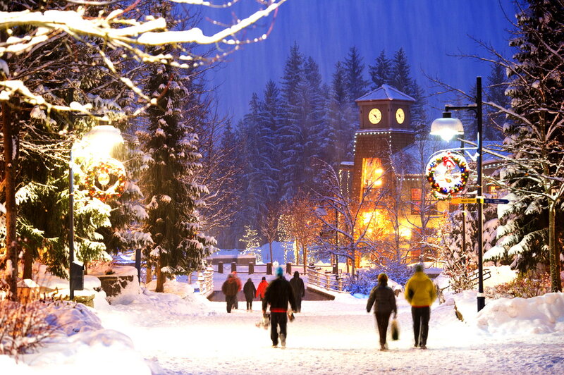 People Walking in Snow — White, Festive
