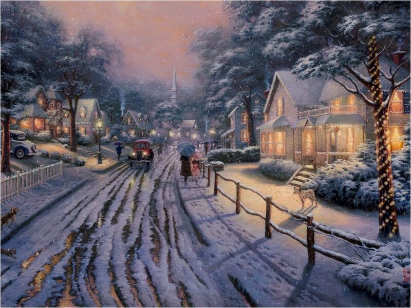 People Walking in Snow — White, Peaceful, Night