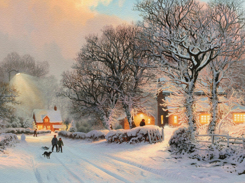 People Walking in Snow — White, Peaceful