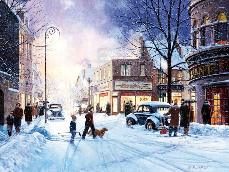 People Walking in Snow — White, Peaceful, Winter