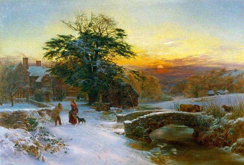 People Walking in Snow — Yellow, Serene