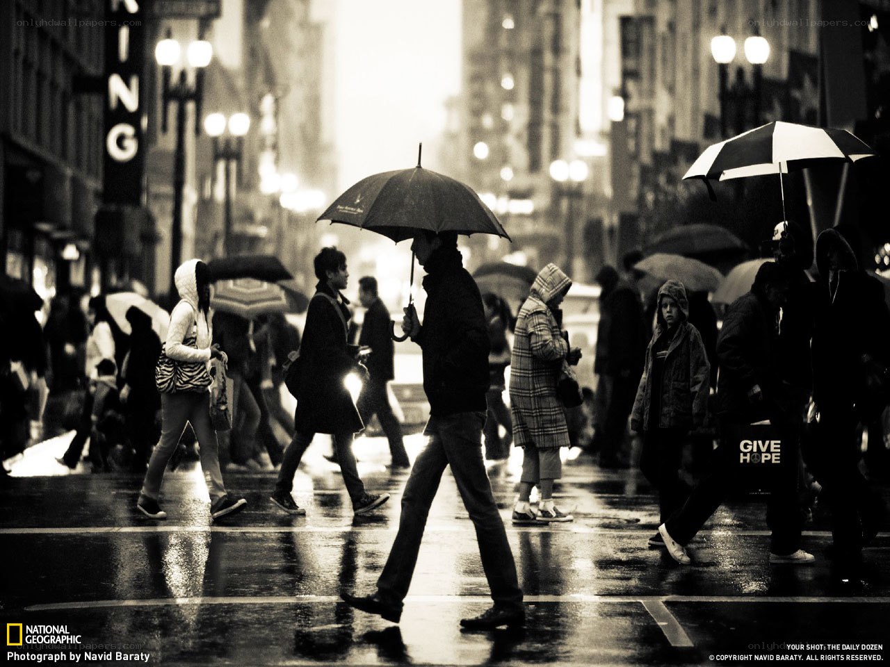 People walking in the rain