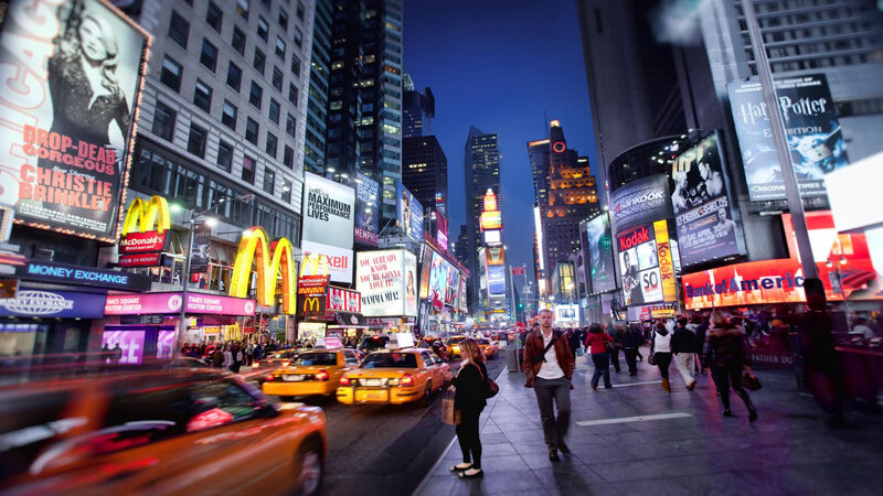 People Walking in Times Square