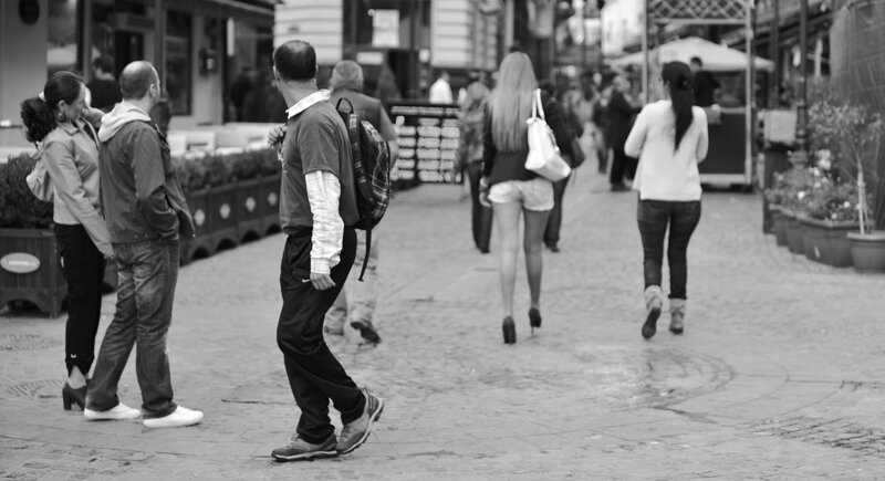 People walking on a city street
