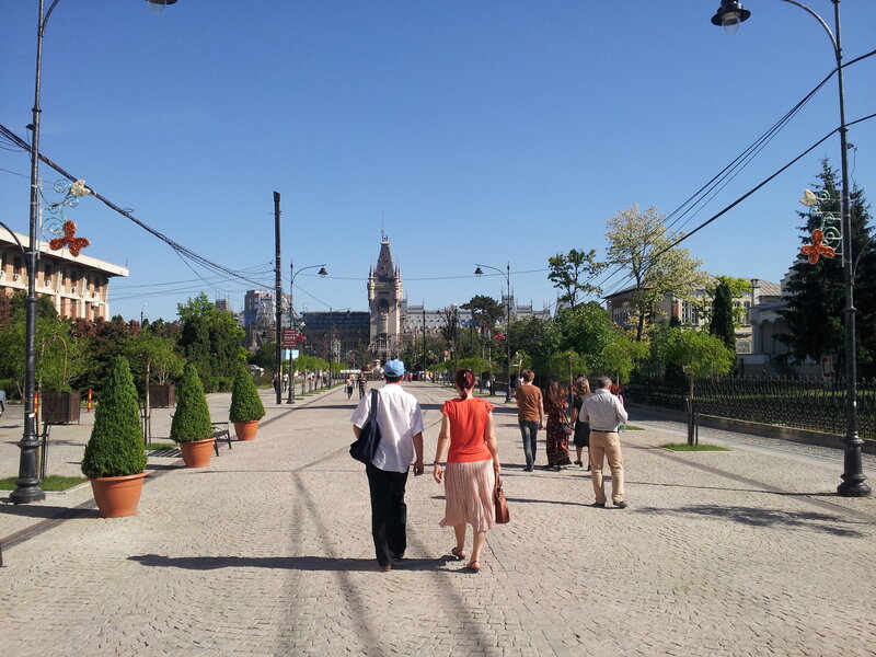 People Walking on a Street — Blue