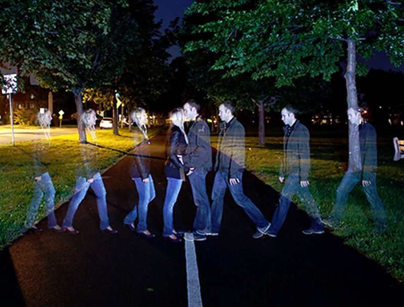 People Walking on Path — Green
