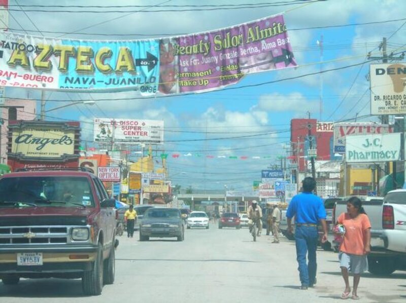 People Walking on Street — Blue, Busy