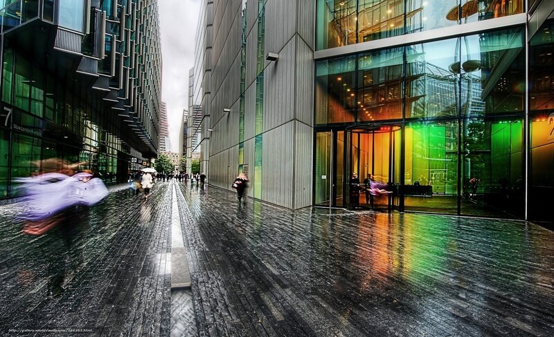 People Walking on Wet Street — Black