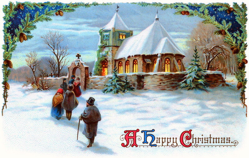 People Walking to Church