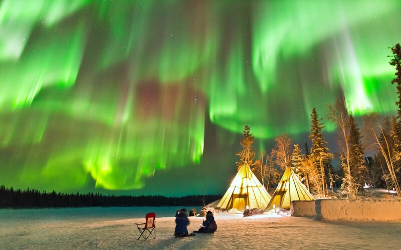 People Watching Aurora — Green, Serene