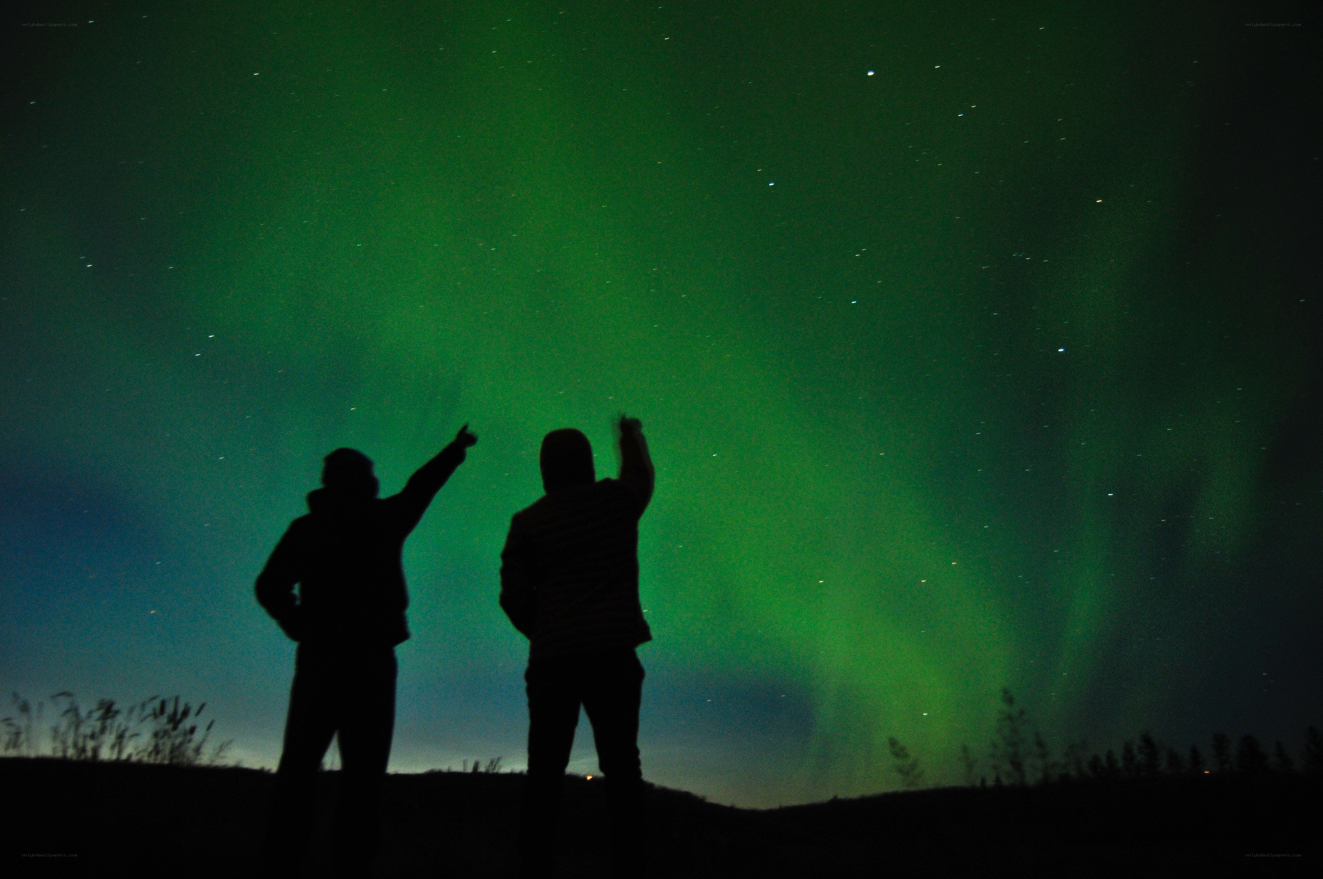 People watching northern lights