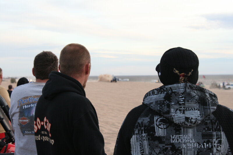 People watching off-road race