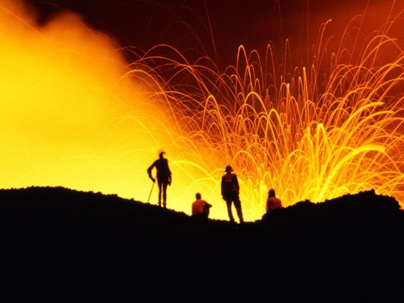 People Watching Volcano