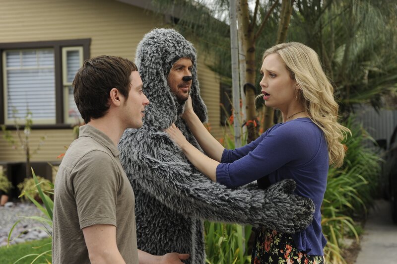 People with a person in a costume