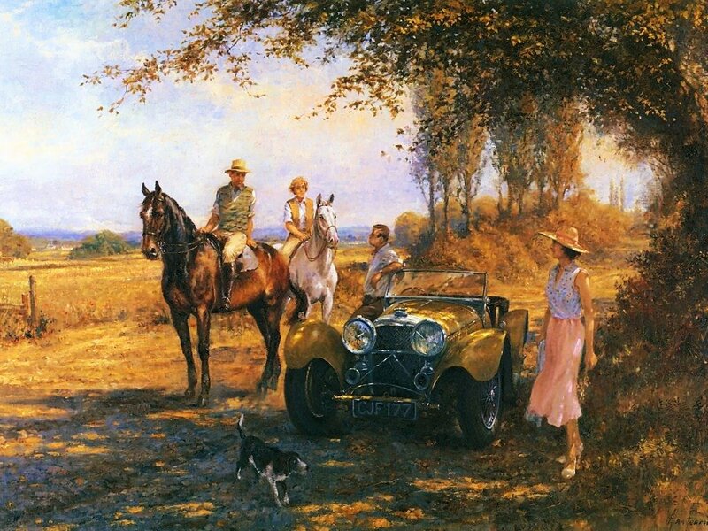 People with Horse and Car