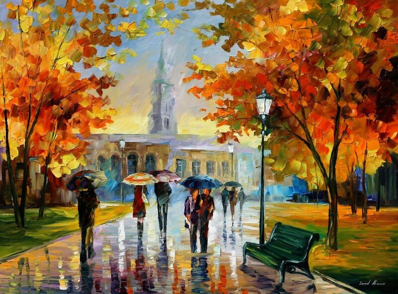 People with Umbrellas in Park