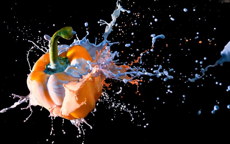 pepper splashing with paint