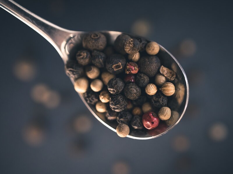 Peppercorns on a Spoon