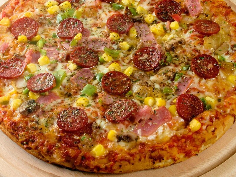 Pepperoni and Corn Pizza — Yellow