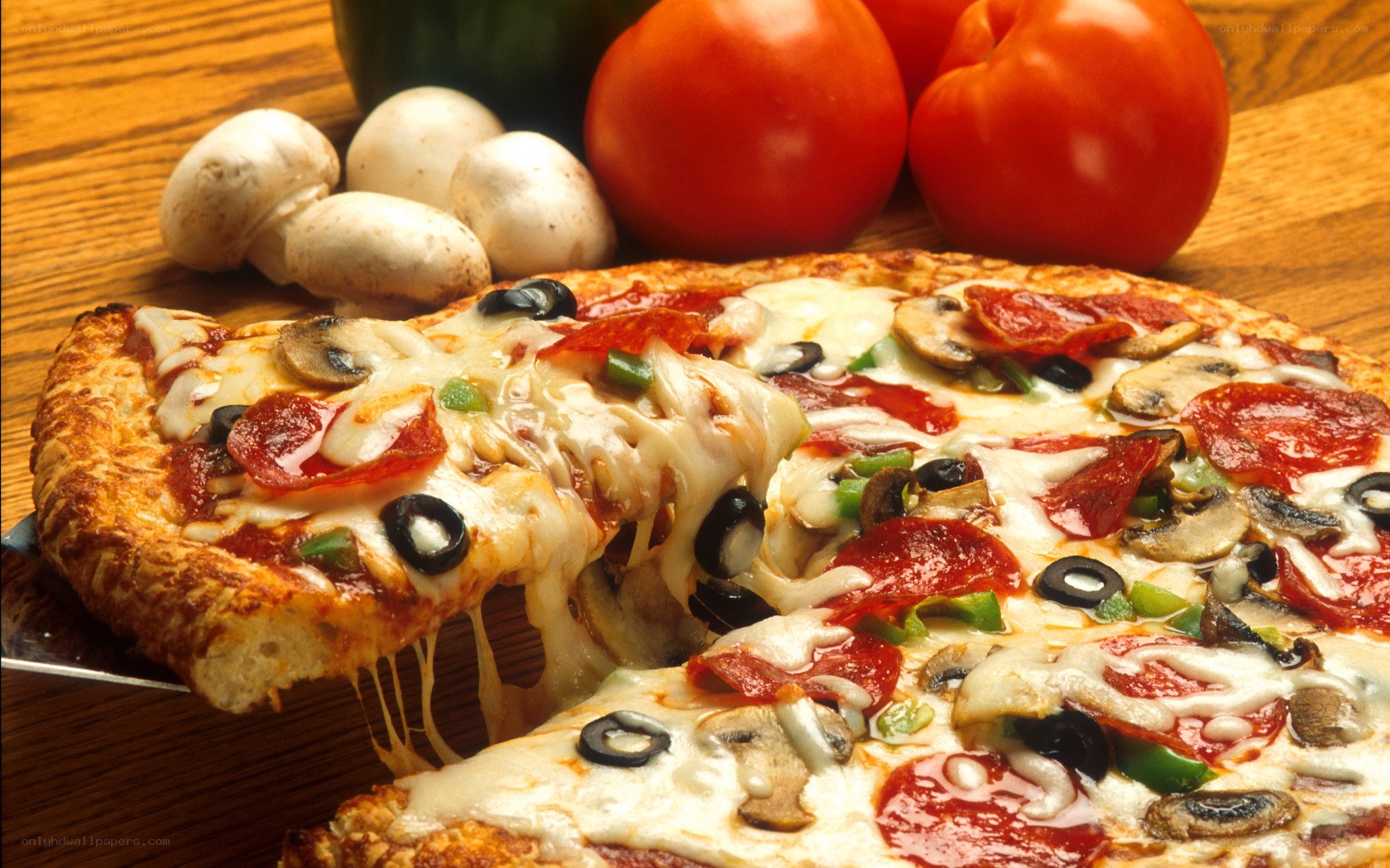 Pepperoni and mushroom pizza