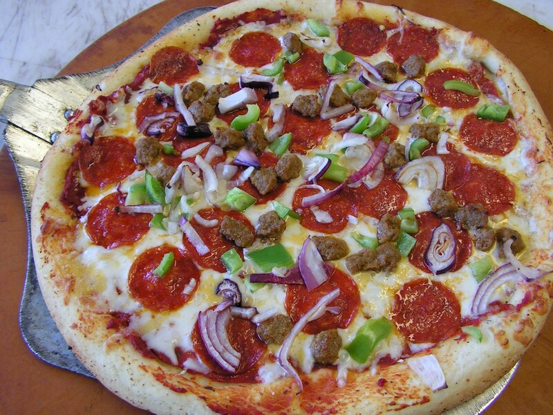 Pepperoni and sausage pizza
