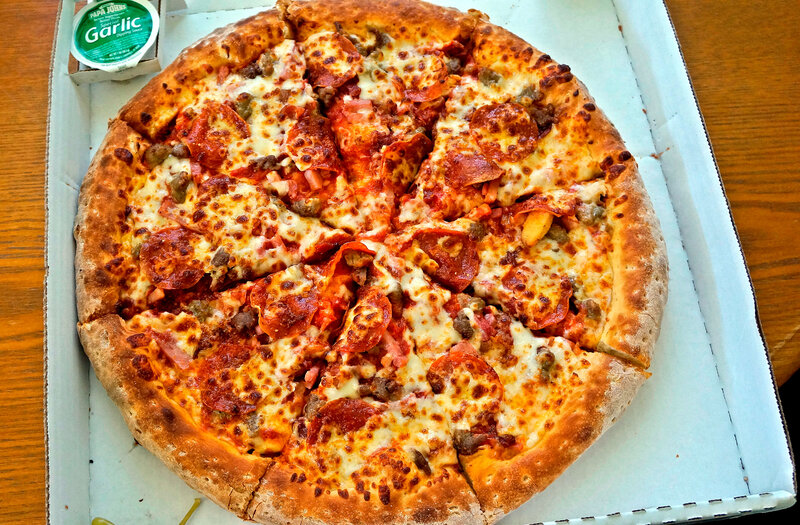 Pepperoni and Sausage Pizza — Brown