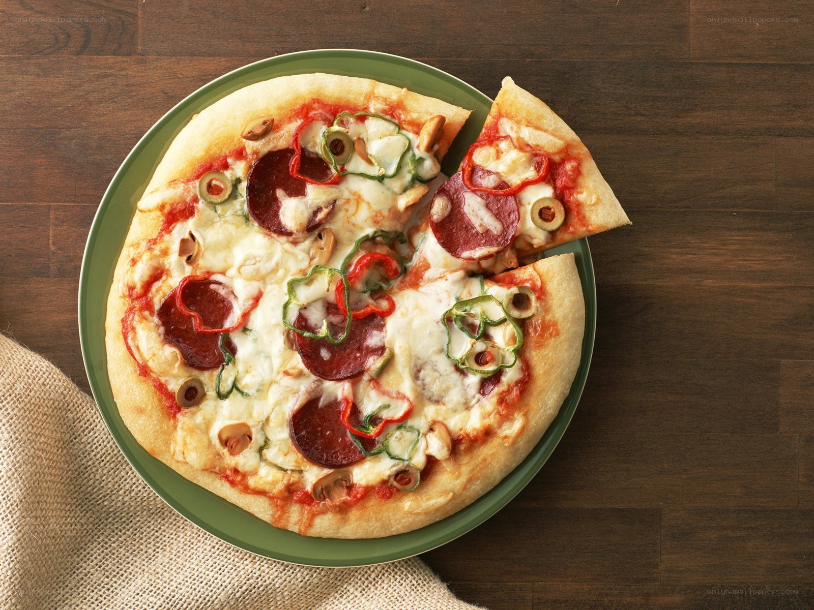pepperoni and vegetable pizza