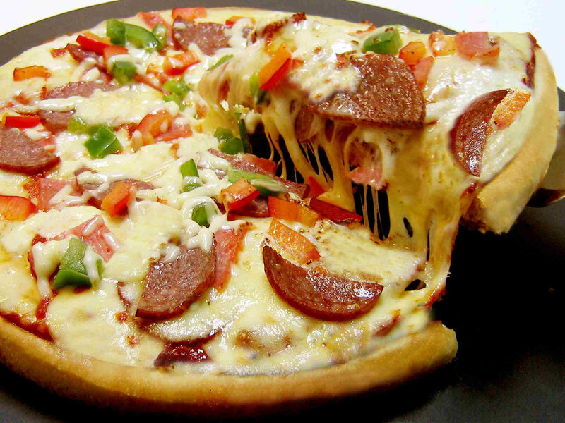Pepperoni and Vegetable Pizza — Yellow