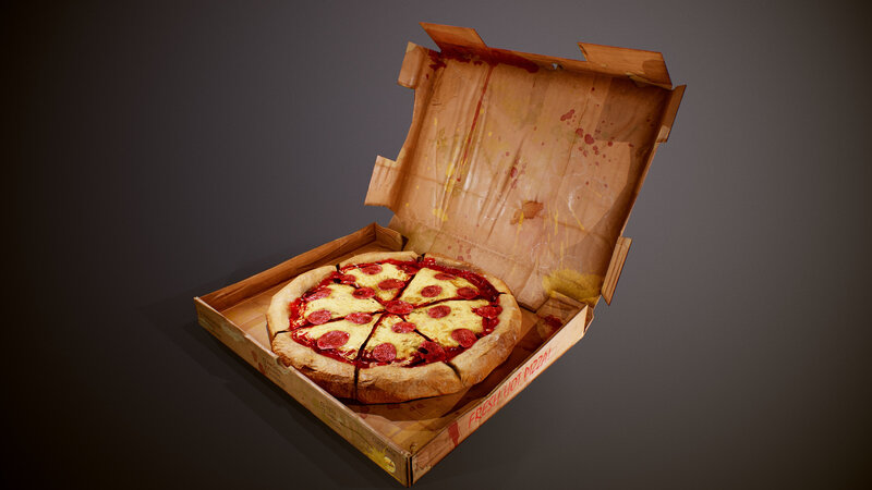 Pepperoni Pizza in Box — Brown