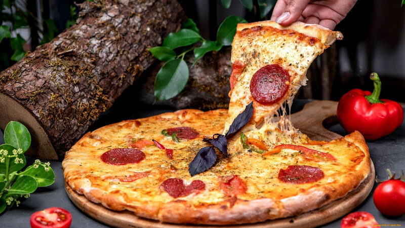 Pepperoni Pizza on Wood — Brown