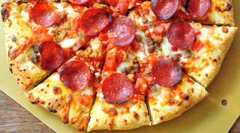 Pepperoni Pizza — Yellow, Appetizing, Photograph