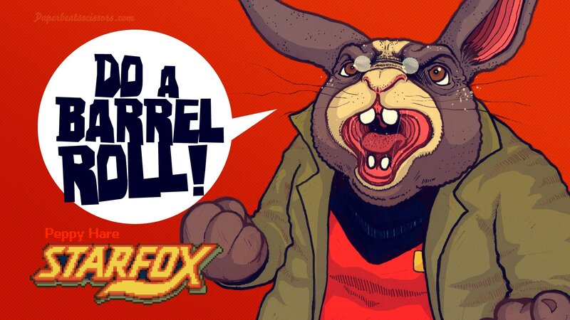 Peppy Hare doing a barrel roll