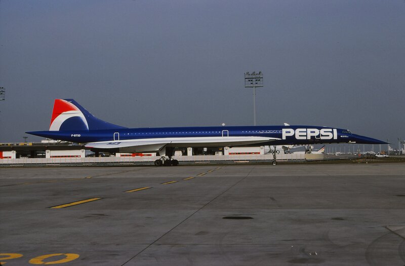 Pepsi-branded Concorde at airport