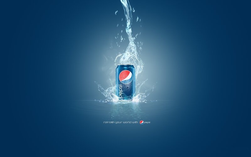 Pepsi Can in Water — Blue, Refreshing