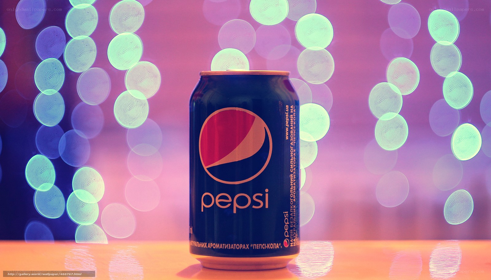 Pepsi can with bokeh lights
